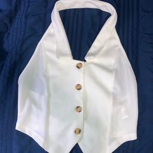 White halter top with buttons